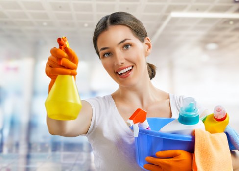 Office cleaners working in an SE11 workplace reception area