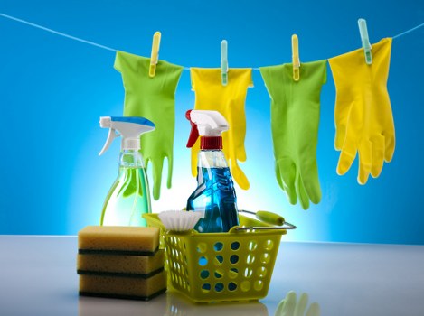 Domestic cleaners working in a SE11 property with kitchen and bathroom focus